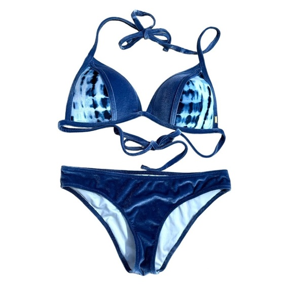 PINK Victoria's Secret Other - PINK Victoria’s Secret Blue Velvet Bikini Swimsuit Set